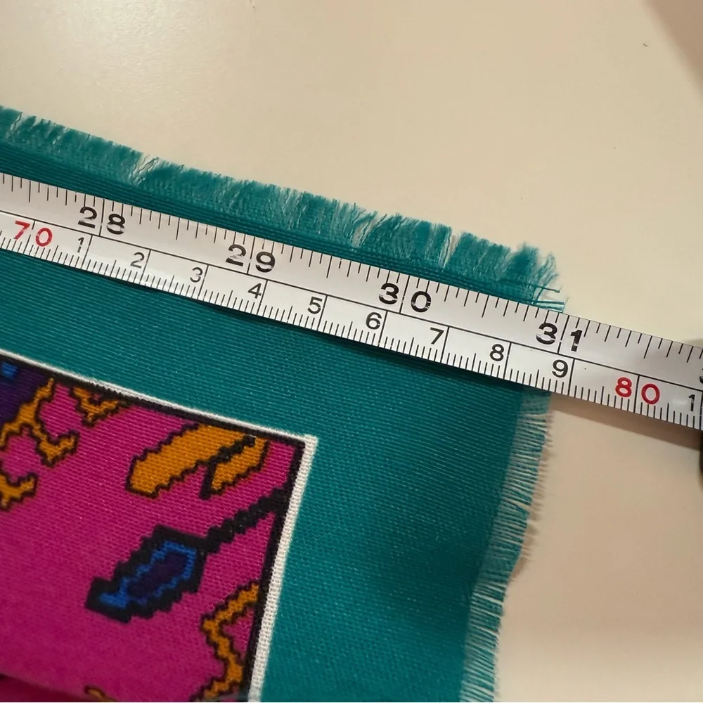 Vintage southwestern teal magenta made in italy western scarf